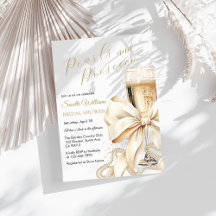 Perlen & Prosecco-Bow Brautjungfern-Einladung