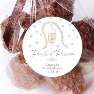 Perlen & Prosecco - Brautdusche Runder Aufkleber