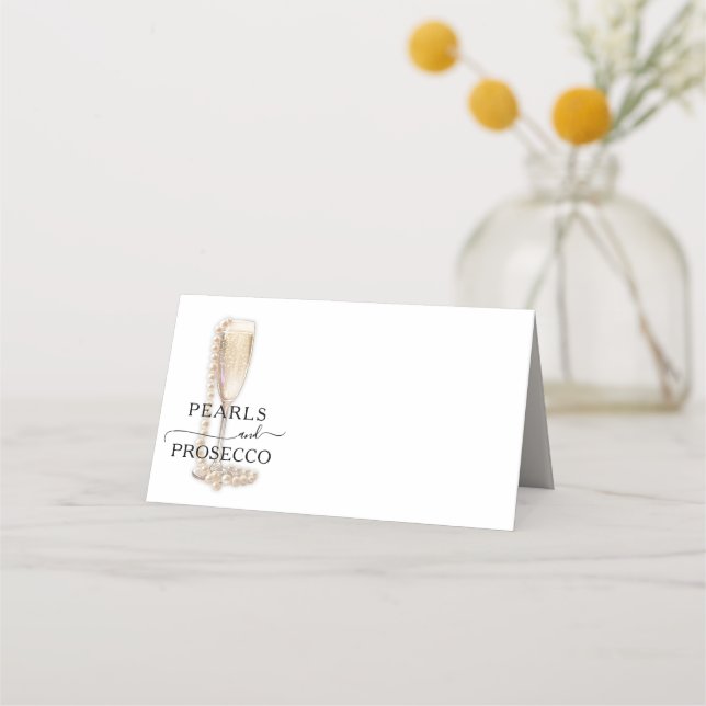 Perlen & Prosecco-Brautjungfernparty Platzkarte (Vorderseite)