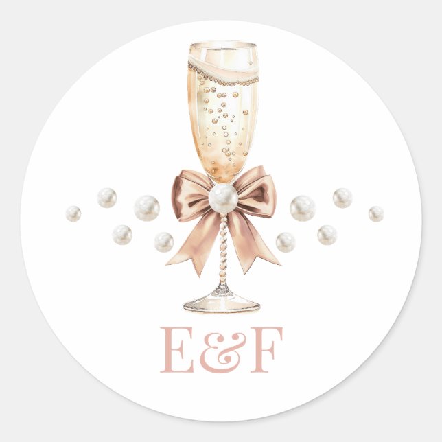 Perlen & Prosecco-Brautjungfernparty Runder Aufkleber (Vorderseite)