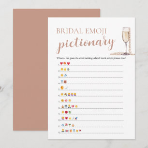 Perlen & Prosecco Brautparty-Emoji Pictionary Einladung