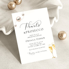 Perlen & Prosecco Brautparty Minimalistisch Elegan Einladung