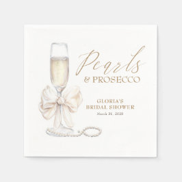 Perlen & Prosecco Brautparty Weißer Bow Serviette