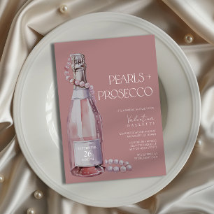 Perlen + Prosecco Bridal Dusche Einladung