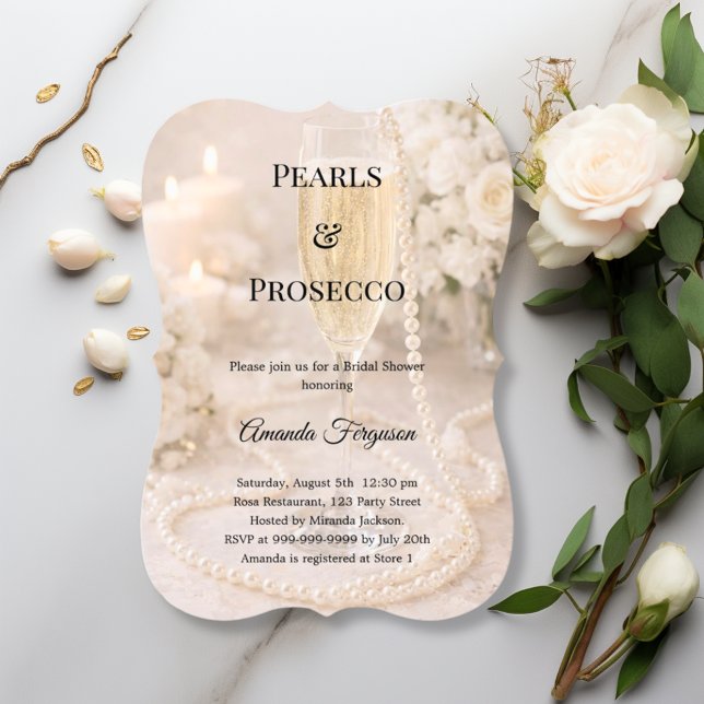 Perlen Prosecco Bridal Shower Einladung (Von Creator hochgeladen)