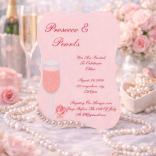 PERLEN & PROSECCO BRIDAL SHOWER PINK EINLADUNG