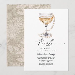 Perlen & Prosecco Champagner-Junggesellinnenabschi Einladung