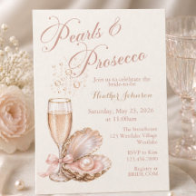 Perlen & Prosecco Einladung zur Brautparty