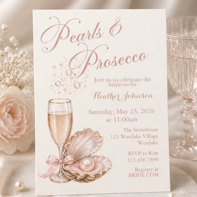Perlen & Prosecco Einladung zur Brautparty (Von Creator hochgeladen)