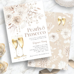 Perlen Prosecco Elegante Hochzeit Einladung