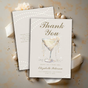 Perlen Prosecco Elfenbein Elegantes Hochzeitsfrühs Dankeskarte