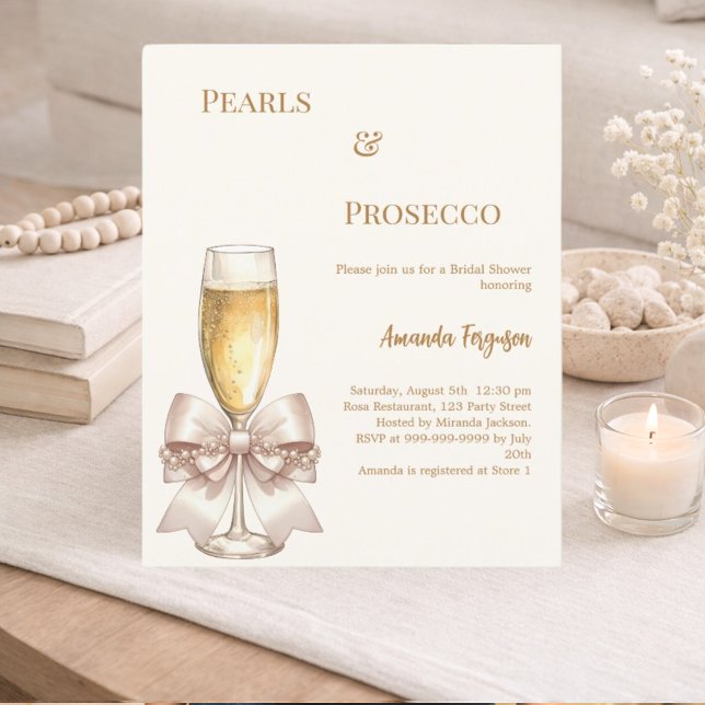 Perlen Prosecco elfenbein Schleife Hochzeitsdusche (Von Creator hochgeladen)