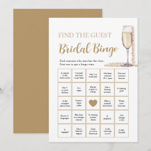 Perlen & Prosecco Finde das Gast Braut-Bingo-Spiel Einladung