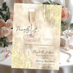 Perlen Prosecco Gold Glitter Tropfen Brautparty Einladung