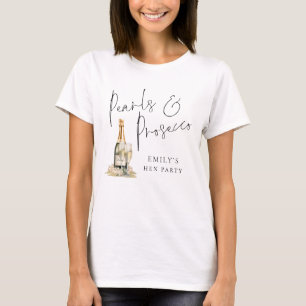 Perlen Prosecco Maid of Honor Name Junggesellinnen T-Shirt