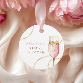 Perlen & Prosecco Pink Gold Brautparty Geschenkanhänger