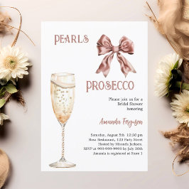 Perlen Prosecco-Rosa-Bug-Brautparty Einladung
