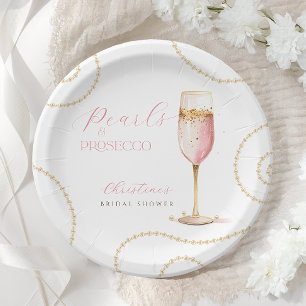 Perlen Prosecco Rosa Gold Brautparty Pappteller