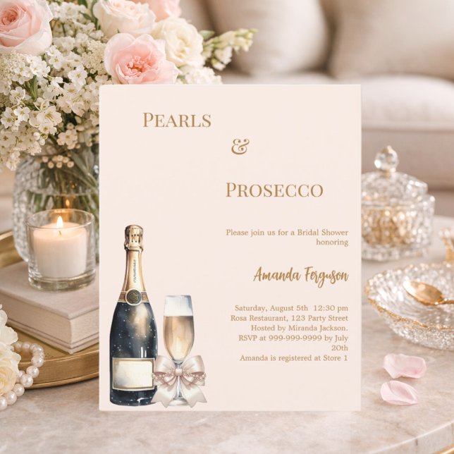 Perlen Prosecco rosafarbene Schleife Brautparty-Ei (Von Creator hochgeladen)