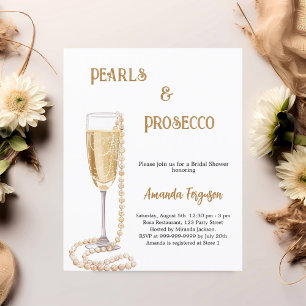 Perlen Prosecco sprudelnde Hochzeitsdusche-Einladu