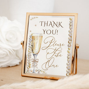 Perlen & Prosecco Themen Favor Schild 