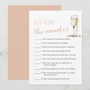 Perlen & Prosecco Zahlenraten Brautspiel Einladung