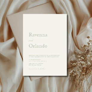 Perlen-Sage-Grün Minimalist Hochzeit Modern Einfac Einladung
