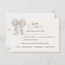 Perlen-Satin-Schleife Elegante Hochzeits-RSVP-Kart