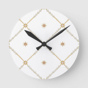 Perlen-Sonnenstrahl-Gitter-Schmuckmuster Runde Wanduhr