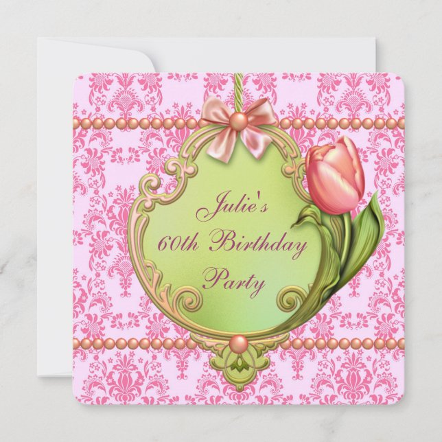 Perlen Tulips Pink Damaskus Weibchen beliebiger An Einladung (Vorderseite)