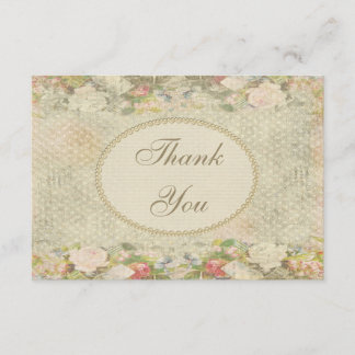 Perlen u. Spitze-Shabby Chic-Blumen danken Ihnen Dankeskarte