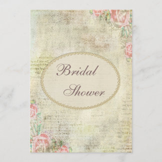Perlen-u. Spitze-Shabby Chic-Rosen-Brautparty Einladung