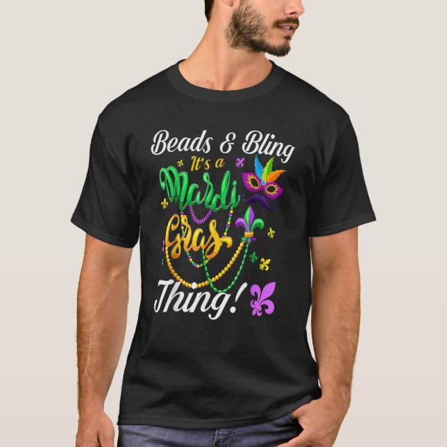 Perlen Und Bling Es Ist Ein Mardi Gras Ding Karnev T-Shirt (Vorderseite)