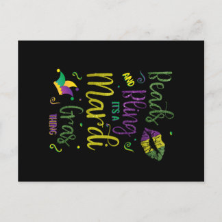 Perlen und Bling ist ein Mardi Gras Thing Carnival Postkarte