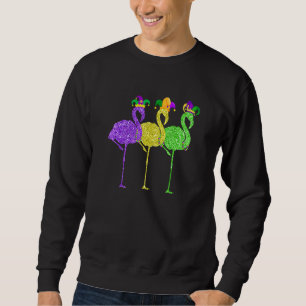 Perlen und Blings Vintag Flamingo Mardi Gras Sweatshirt