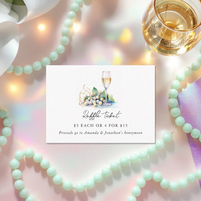 Perlen und Brautparty Raffle Begleitkarte (Pearls and Prosecco Bridal Shower Raffle Ticket Enclosure Card)