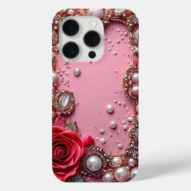 Perlen und eine detaillierte Rote Rose Case-Mate iPhone Hülle (Rückseite)