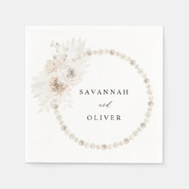 Perlen und Name der weißen Blüte Napkins 2 Serviette