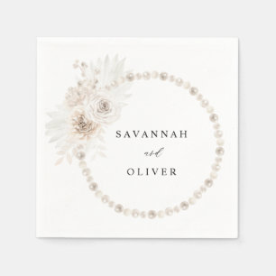 Perlen und Name der weißen Blüte Napkins 2 Serviette
