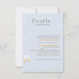Perlen und Prosecco-Antwortkarte RSVP Karte