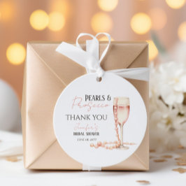 Perlen und Prosecco Blush Pink Brautparty Geschenk Geschenkanhänger