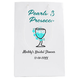 Perlen und Prosecco Brautdusche blau schwarzer Nam Mittlere Geschenktüte