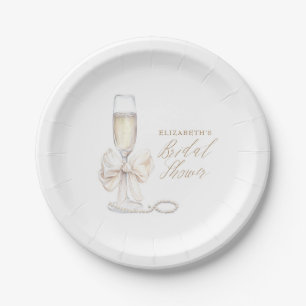 Perlen und Prosecco-Brautjunggesellinnenabschied Pappteller