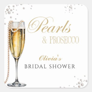 Perlen- und Prosecco-Brautjunggesellinnenabschied, Quadratischer Aufkleber