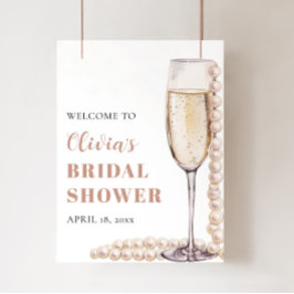 Perlen und Prosecco Brautparty Begrüßungszeichen Poster