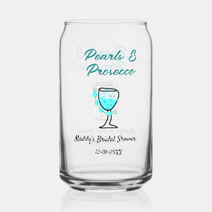 Perlen und Prosecco Brautparty Blau Schwarz Name Dosenglas
