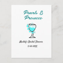 Perlen und Prosecco Brautparty Blau Schwarz Name