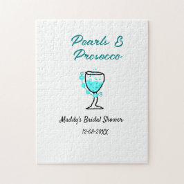 Perlen und Prosecco Brautparty blau schwarz Name  Puzzle