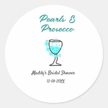 Perlen und Prosecco Brautparty Blau Schwarz Name