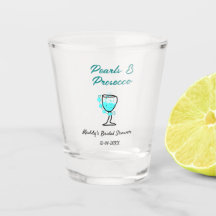 Perlen und Prosecco Brautparty Blau Schwarz Name
